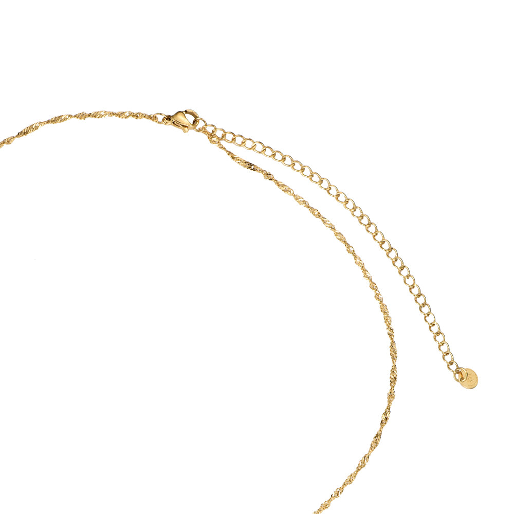 Cortina Halskette in Gold, Singapurkette mit gehämmertem Anhänger, Ansicht 3