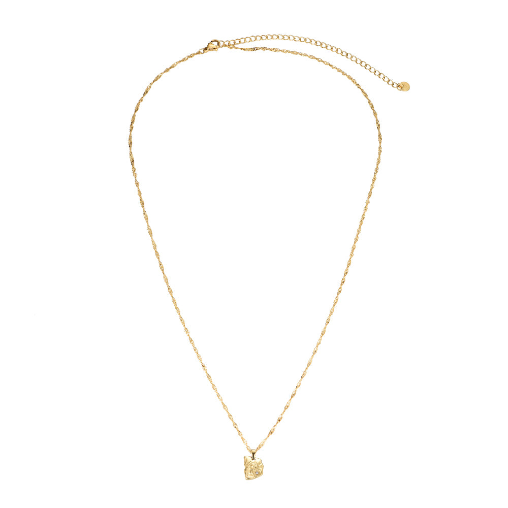 Cortina Halskette in Gold, Singapurkette mit gehämmertem Anhänger, Produktansicht