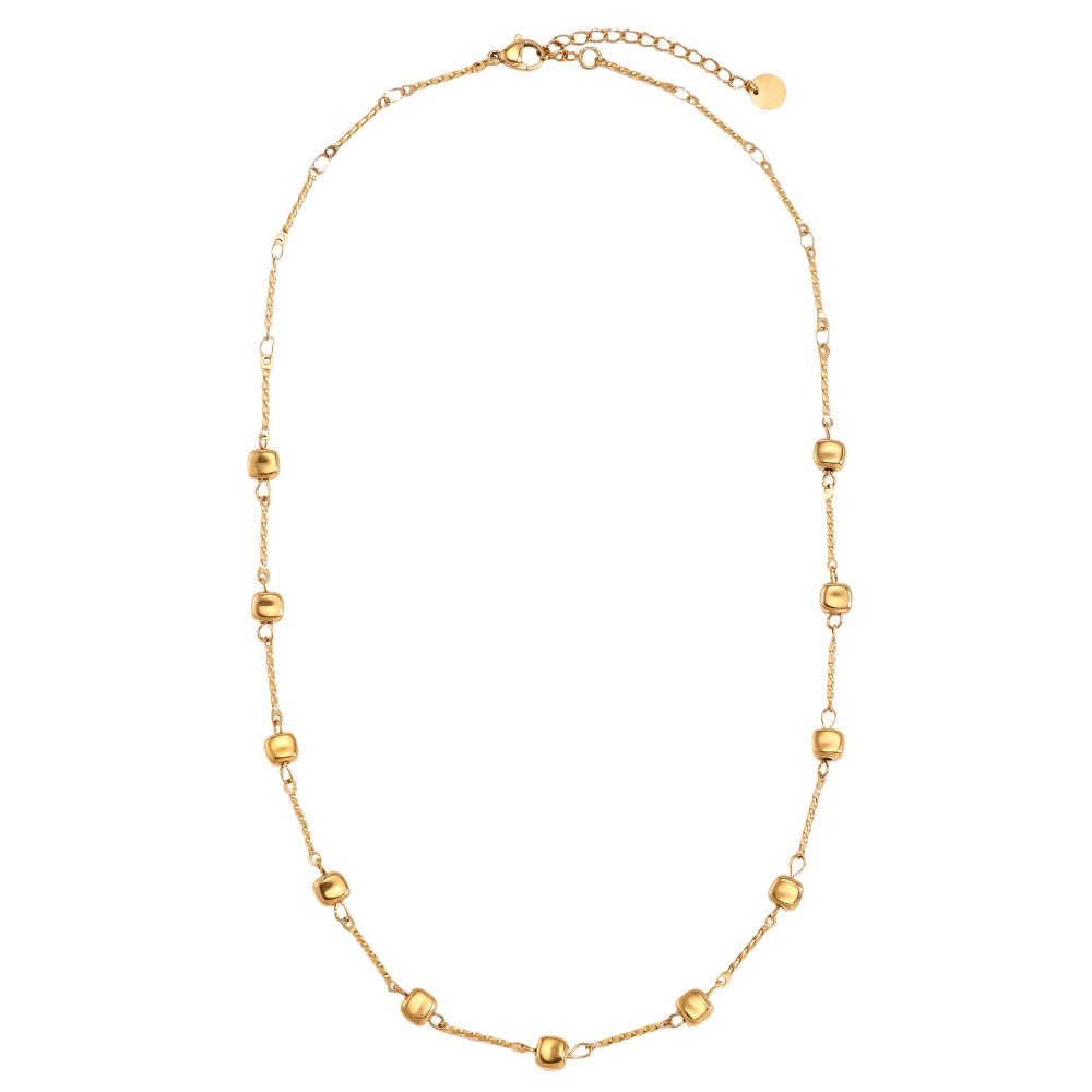 Firenze Halskette in Gold mit filigranen Quadrat-Gliedern, Produktansicht