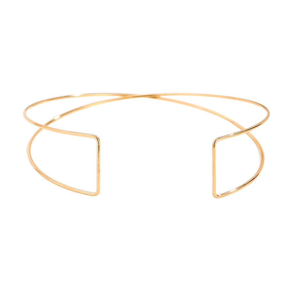Ischia Armreif in Gold, offener Draht-Cuff mit rechteckigen Enden, Produktansicht