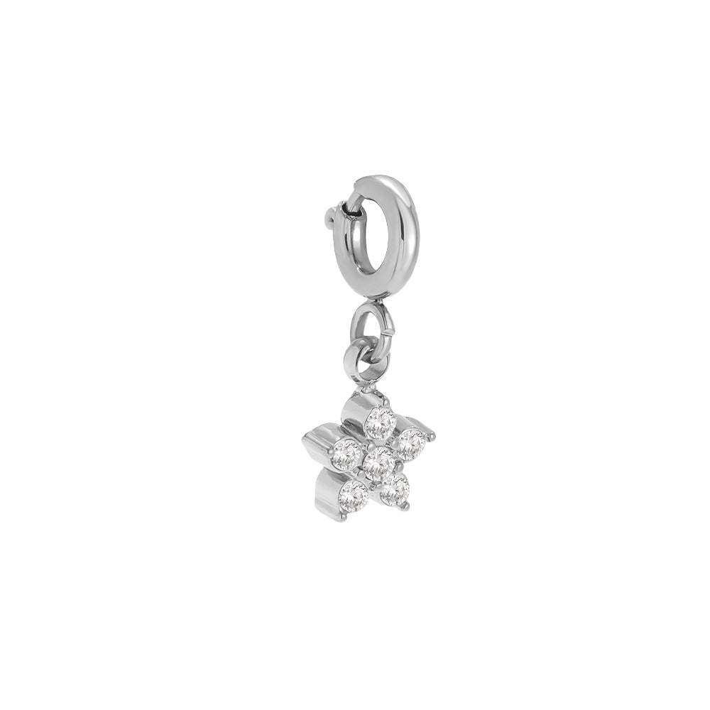 AIETA Charm - Edelstahl Pendant Zirkonia Blume Detail
