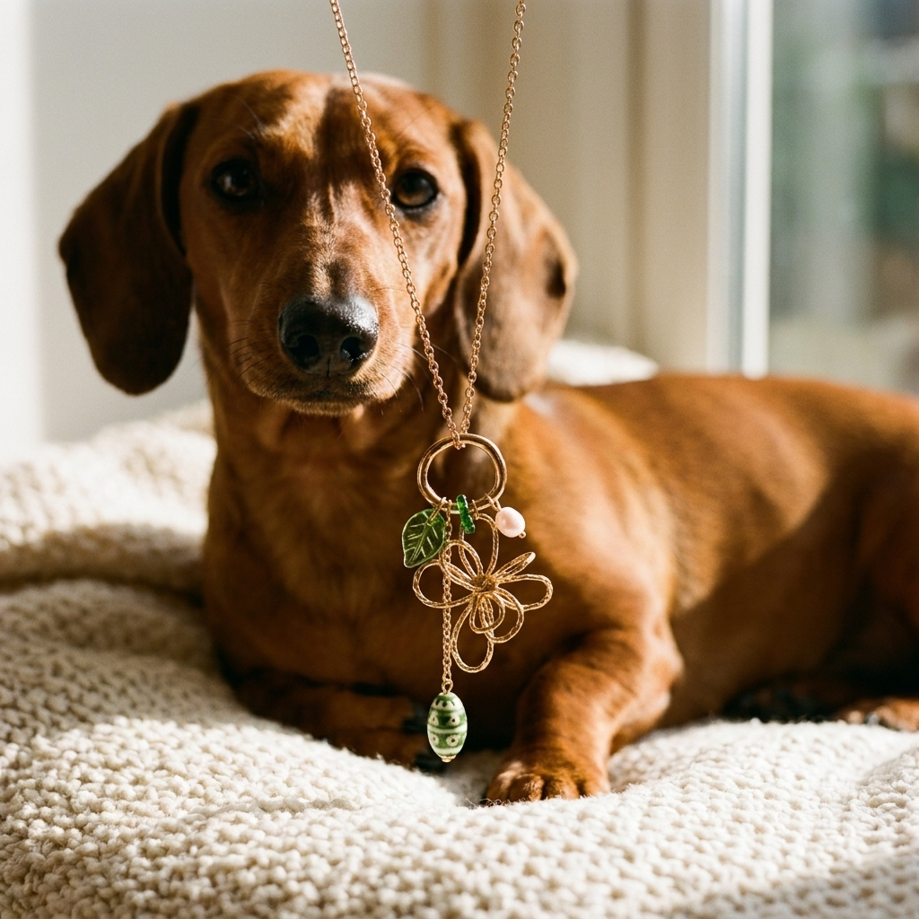 Dackel traegt GIOIA DEL COLLE Kette – mavabo-jewels
