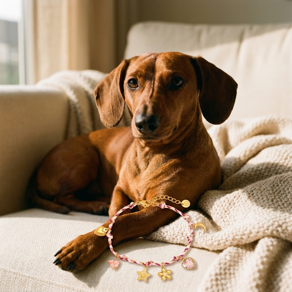 Dackel traegt COMO Armband – mavabo-jewels